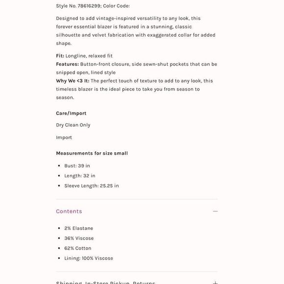 Free People Velvet Cosmo Blazer/ size XS - Picture 6 of 10